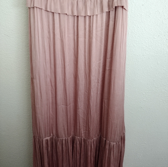 Banana Republic Soft Satin Blush Pink Sleeveless Ruffle Maxi Dress Size 8 - Picture 12 of 15
